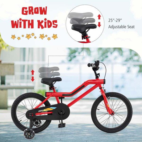 Lighted Kids Bike for 4-8 Years Old Children Sport Bicycle with 7-Mode LED Lighted Frame, Headlight, Flash Training Wheels, Dual-Brake