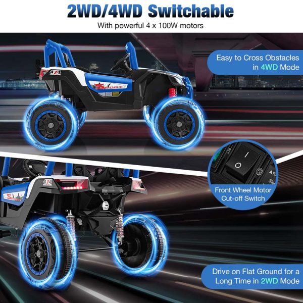 4WD/2WD 2-Seater Kids Ride on UTV, 24V Battery Powered Electric Toy Car with Remote Control, Suspension Spring