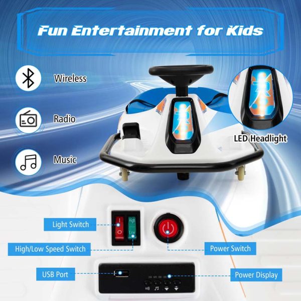 24V Kids Ride On Drift Car with 360?? Spin, 3 Flags Included, Electric Drifting Go Kart for Kids,  Racing Car for Toddlers Aged 3+