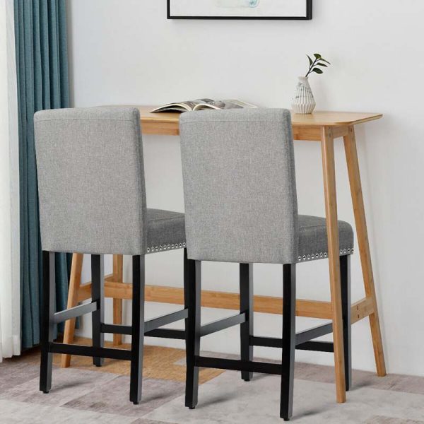 2-Pack 25" Linen Fabric Bar Stools Counter Height Dining Chairs for Kitchen Island Pub Bistro