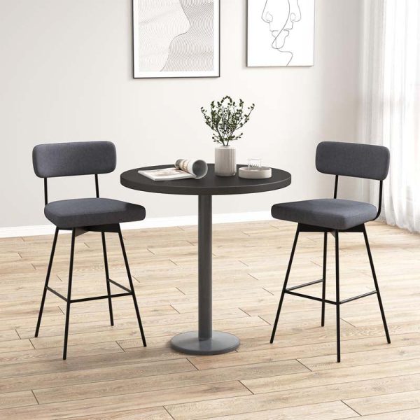 29" Upholstered Bar Stools with Back, 360?? Swivel Bar Height Chairs with Heavy-Duty Metal Legs and Footrests, Fabric Seat