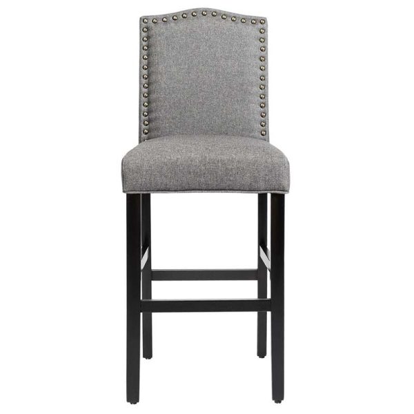2-Pack 30" Bar Stools with Nailhead Trim, Fabric Counter Height Stools, Kitchen Dining Chairs