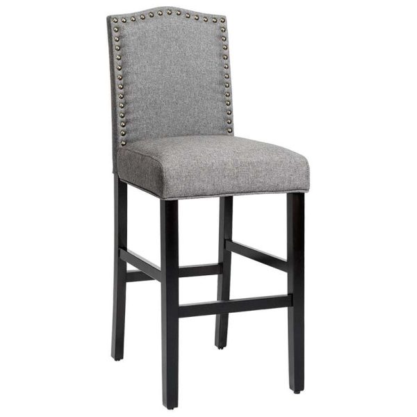 2-Pack 30" Bar Stools with Nailhead Trim, Fabric Counter Height Stools, Kitchen Dining Chairs