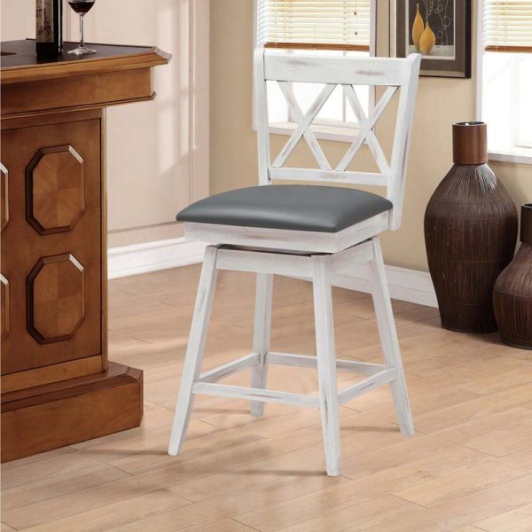 2 Pcs 25" Swivel Bar Stools with Back & Rubber Wood Legs, Upholstered Counter Height Bar Chairs for Pub