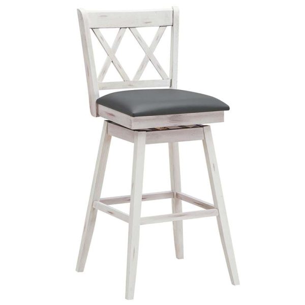 2 Pcs 29" Swivel Bar Stools with Back & Rubber Wood Legs, Upholstered Counter Height Bar Chairs for Pub