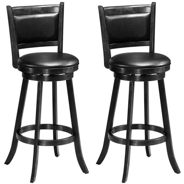 2-Pack 29" Wooden Counter Stools, 360?? Swivel Bar Stools with Backs, Counter Height Stool, Upholstered Bar Chairs Dining Chairs