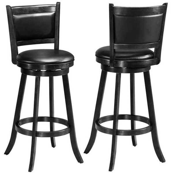 2-Pack 29" Wooden Counter Stools, 360?? Swivel Bar Stools with Backs, Counter Height Stool, Upholstered Bar Chairs Dining Chairs