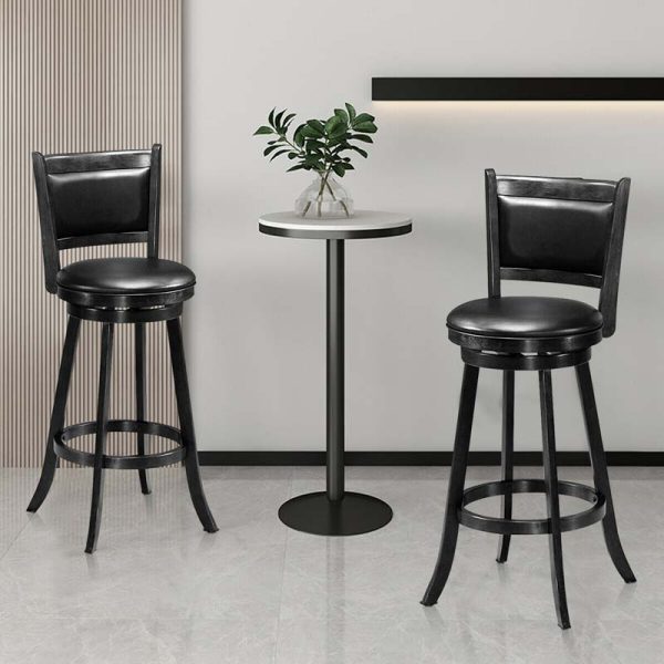 2-Pack 29" Wooden Counter Stools, 360?? Swivel Bar Stools with Backs, Counter Height Stool, Upholstered Bar Chairs Dining Chairs