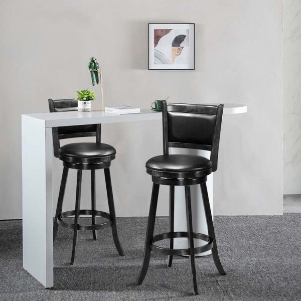 2-Pack 29" Wooden Counter Stools, 360?? Swivel Bar Stools with Backs, Counter Height Stool, Upholstered Bar Chairs Dining Chairs