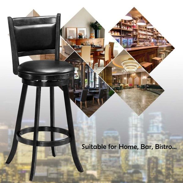 2-Pack 29" Wooden Counter Stools, 360?? Swivel Bar Stools with Backs, Counter Height Stool, Upholstered Bar Chairs Dining Chairs
