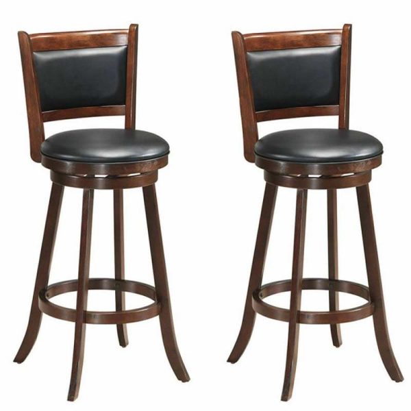 2-Pack 29" Wooden Counter Stools, 360?? Swivel Bar Stools with Backs, Counter Height Stool, Upholstered Bar Chairs Dining Chairs