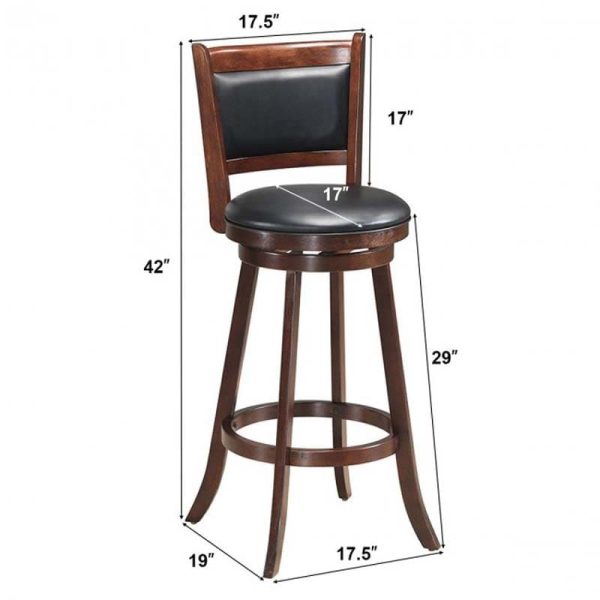 2-Pack 29" Wooden Counter Stools, 360?? Swivel Bar Stools with Backs, Counter Height Stool, Upholstered Bar Chairs Dining Chairs