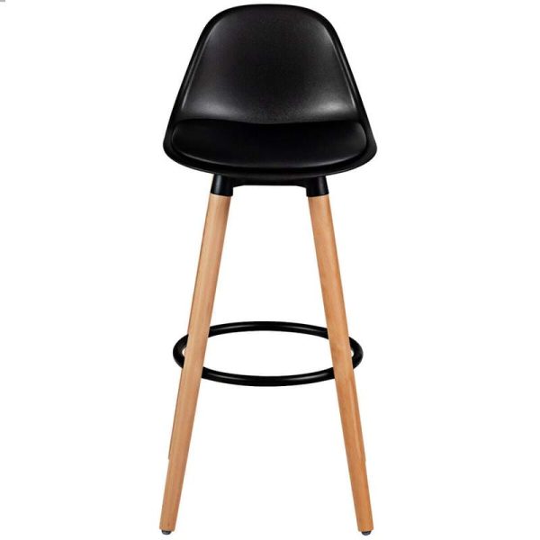 2 Pcs 28.5" Mid-Century Bar Stools Upholstered Counter Height Bar Chairs w/Curved Backrest & Metal Footrest