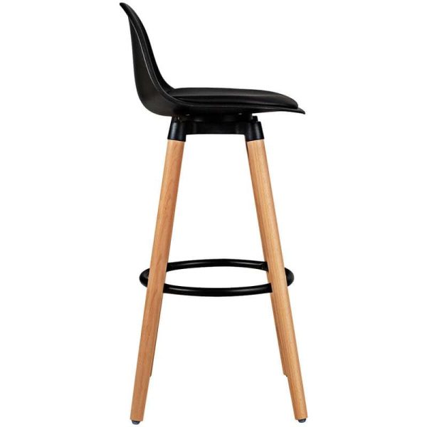 2 Pcs 28.5" Mid-Century Bar Stools Upholstered Counter Height Bar Chairs w/Curved Backrest & Metal Footrest