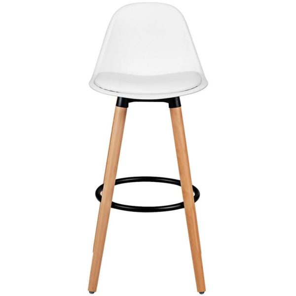 2 Pcs 28.5" Mid-Century Bar Stools Upholstered Counter Height Bar Chairs w/Curved Backrest & Metal Footrest