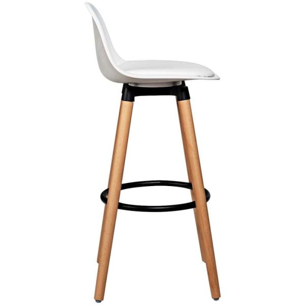 2 Pcs 28.5" Mid-Century Bar Stools Upholstered Counter Height Bar Chairs w/Curved Backrest & Metal Footrest