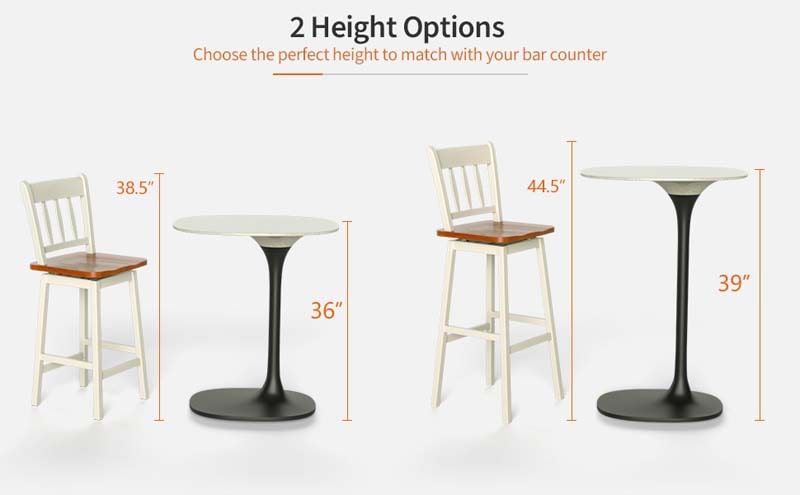 Eletriclife 2 pcs 24.5 Inches Rubber Wood Swivel Bar Stools