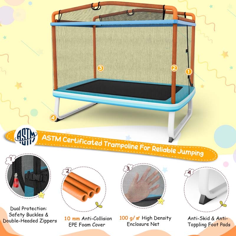 Eletriclife 3-in-1 6FT Rectangle Kids Trampoline with Swing Horizontal Bar