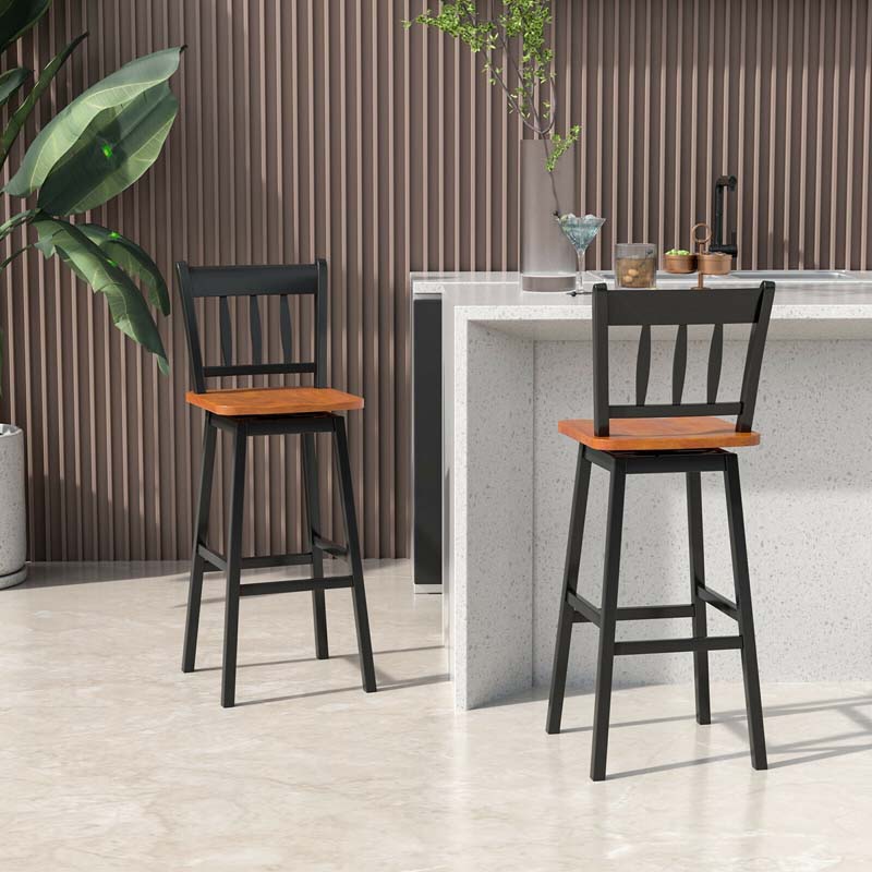 Eletriclife 30.5 Inch Set of 2 Swivel Bar Stools with 360?? Swiveling