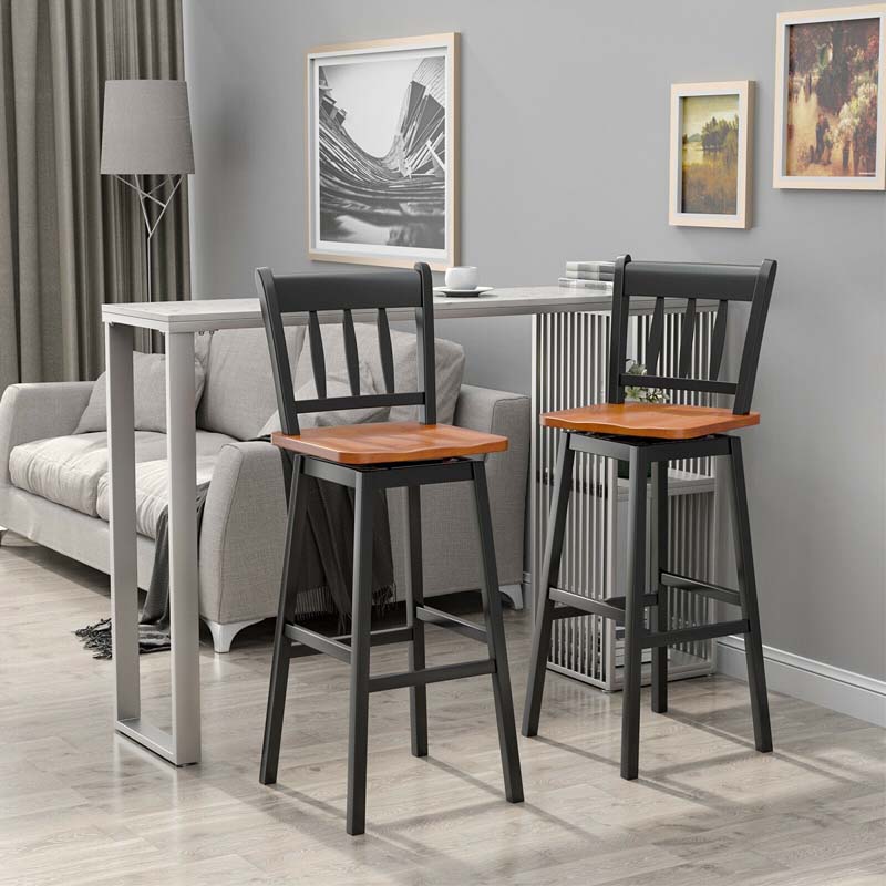 Eletriclife 30.5 Inch Set of 2 Swivel Bar Stools with 360?? Swiveling