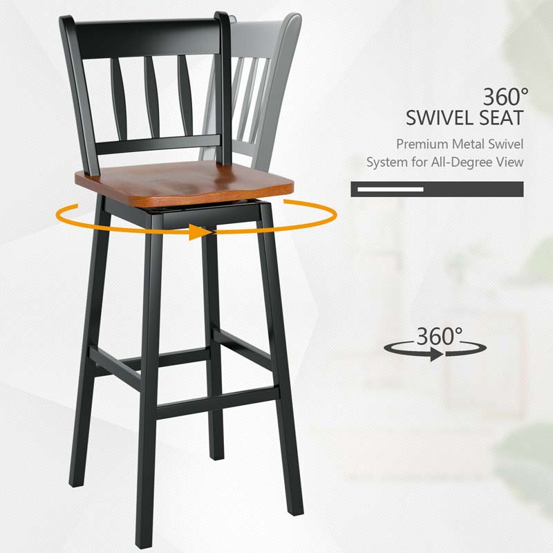 Eletriclife 30.5 Inch Set of 2 Swivel Bar Stools with 360?? Swiveling