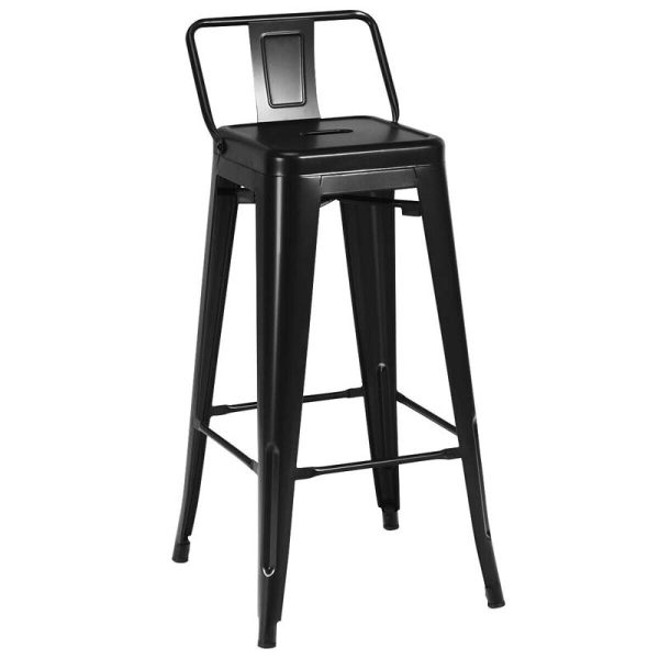 4Pcs 30" Metal Bar Stools Stackable Cafe Side Chairs with Removable Back, Stylish Counter Height Chairs for Kitchen Dining Rooms