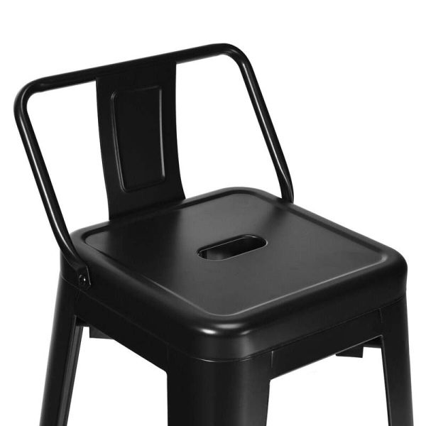4Pcs 30" Metal Bar Stools Stackable Cafe Side Chairs with Removable Back, Stylish Counter Height Chairs for Kitchen Dining Rooms