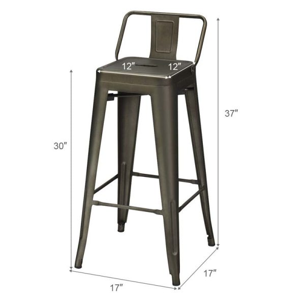 4Pcs 30" Metal Bar Stools Stackable Cafe Side Chairs with Removable Back, Stylish Counter Height Chairs for Kitchen Dining Rooms
