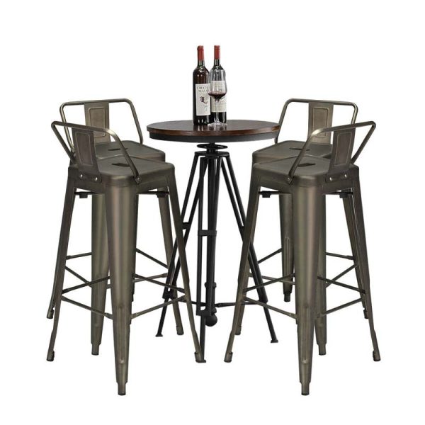 4Pcs 30" Metal Bar Stools Stackable Cafe Side Chairs with Removable Back, Stylish Counter Height Chairs for Kitchen Dining Rooms