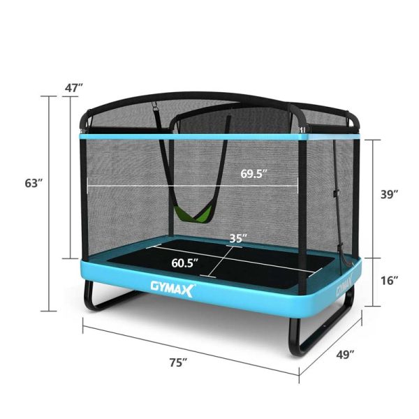 6 FT Kids Trampoline with Swing & Enclosure Safety Net, ASTM Approved Toddler Rectangle Trampoline for 3-8 Year Old