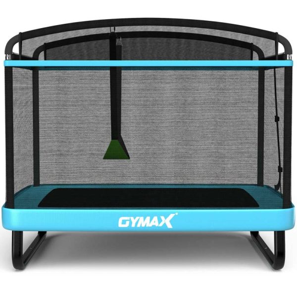 6 FT Kids Trampoline with Swing & Enclosure Safety Net, ASTM Approved Toddler Rectangle Trampoline for 3-8 Year Old