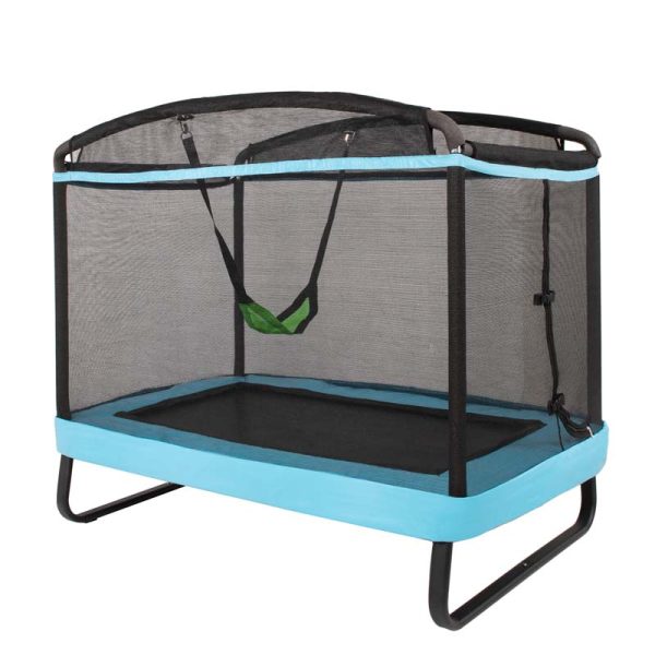 6 FT Kids Trampoline with Swing & Enclosure Safety Net, ASTM Approved Toddler Rectangle Trampoline for 3-8 Year Old
