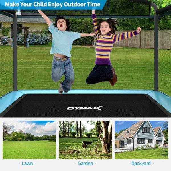 6 FT Kids Trampoline with Swing & Enclosure Safety Net, ASTM Approved Toddler Rectangle Trampoline for 3-8 Year Old