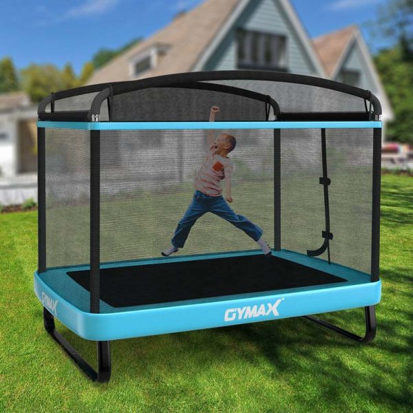 6 FT Kids Trampoline with Swing & Enclosure Safety Net, ASTM Approved Toddler Rectangle Trampoline for 3-8 Year Old