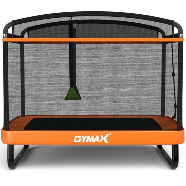 6 FT Kids Trampoline with Swing & Enclosure Safety Net, ASTM Approved Toddler Rectangle Trampoline for 3-8 Year Old