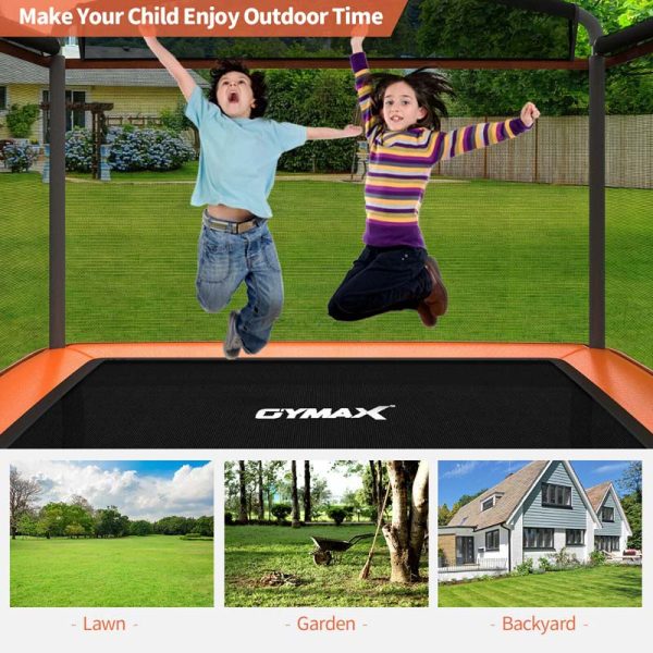 6 FT Kids Trampoline with Swing & Enclosure Safety Net, ASTM Approved Toddler Rectangle Trampoline for 3-8 Year Old