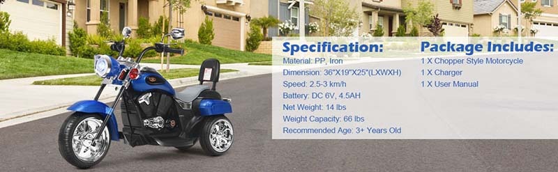 Eletriclife 6V 3 Wheel Kids Motorcycle
