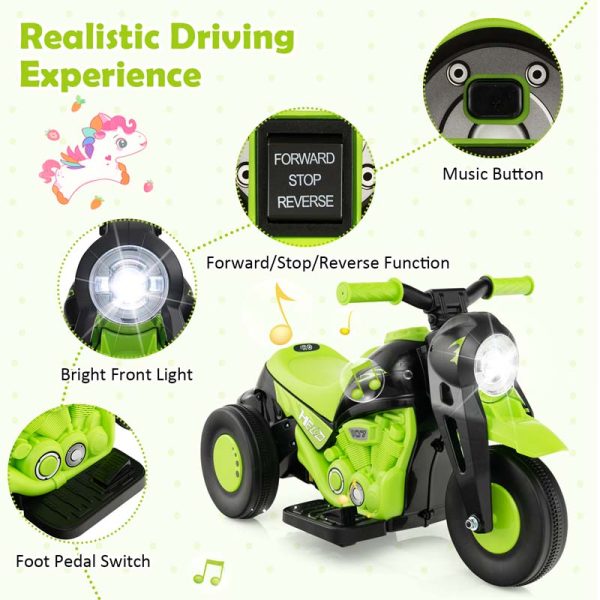 Kids Ride On Motorcycle with Bubble Maker, LED Light, Music, 6V Battery Powered 3-Wheel Electric Motorcycle for Toddler Gift