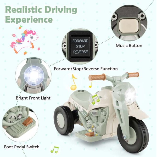 Kids Ride On Motorcycle with Bubble Maker, LED Light, Music, 6V Battery Powered 3-Wheel Electric Motorcycle for Toddler Gift