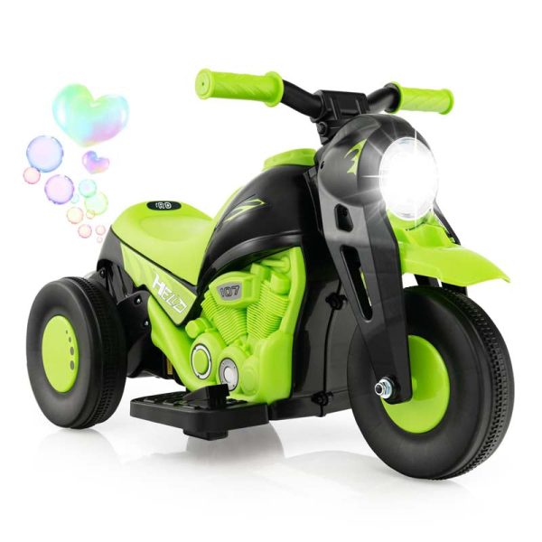 Kids Ride On Motorcycle with Bubble Maker, LED Light, Music, 6V Battery Powered 3-Wheel Electric Motorcycle for Toddler Gift