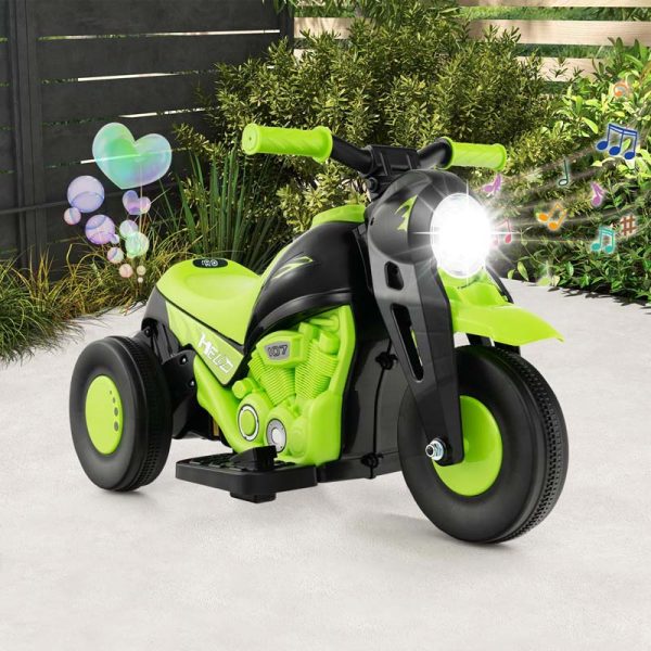 Kids Ride On Motorcycle with Bubble Maker, LED Light, Music, 6V Battery Powered 3-Wheel Electric Motorcycle for Toddler Gift
