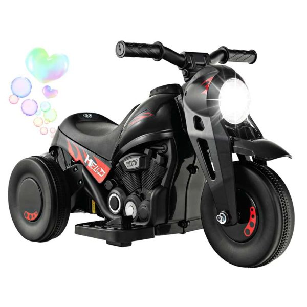 Kids Ride On Motorcycle with Bubble Maker, LED Light, Music, 6V Battery Powered 3-Wheel Electric Motorcycle for Toddler Gift