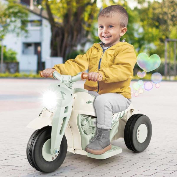 Kids Ride On Motorcycle with Bubble Maker, LED Light, Music, 6V Battery Powered 3-Wheel Electric Motorcycle for Toddler Gift