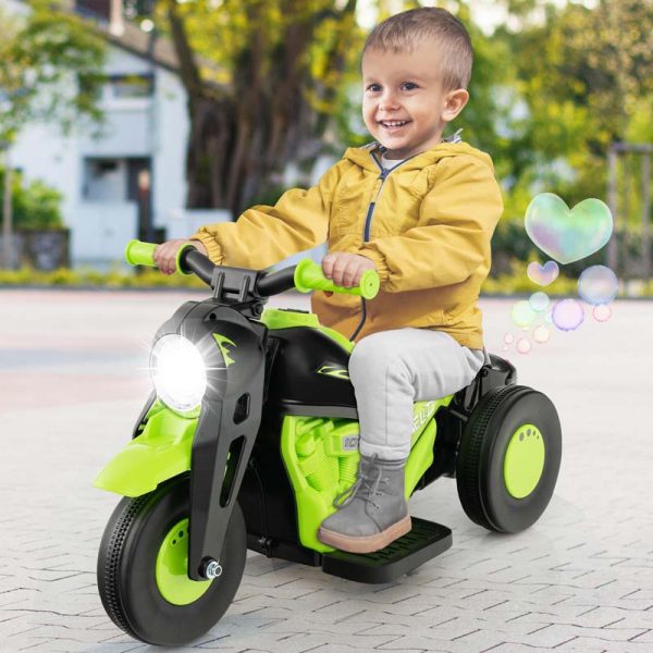 Kids Ride On Motorcycle with Bubble Maker, LED Light, Music, 6V Battery Powered 3-Wheel Electric Motorcycle for Toddler Gift