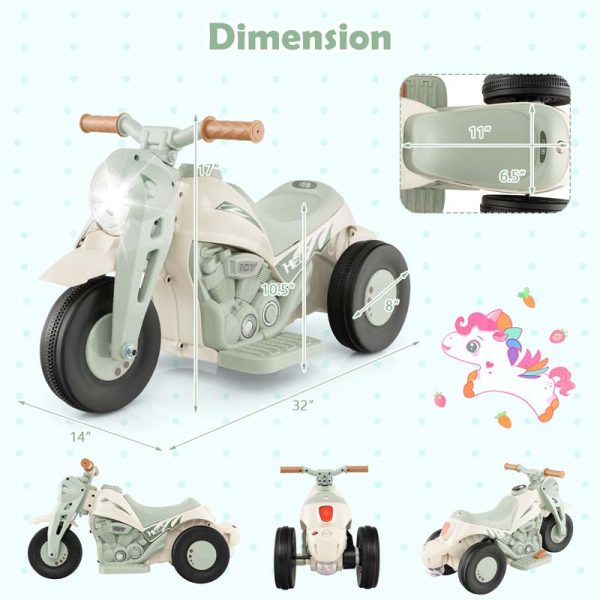 Kids Ride On Motorcycle with Bubble Maker, LED Light, Music, 6V Battery Powered 3-Wheel Electric Motorcycle for Toddler Gift