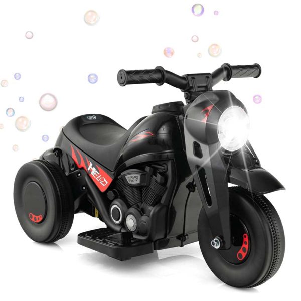 Kids Ride On Motorcycle with Bubble Maker, LED Light, Music, 6V Battery Powered 3-Wheel Electric Motorcycle for Toddler Gift