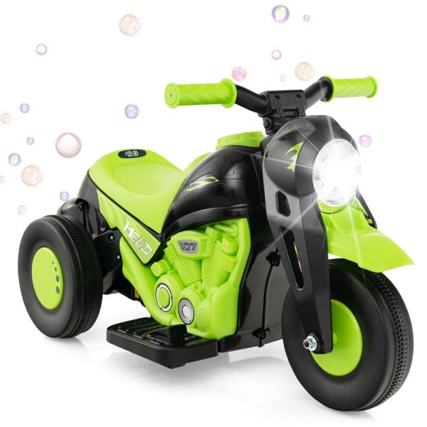 Kids Ride On Motorcycle with Bubble Maker, LED Light, Music, 6V Battery Powered 3-Wheel Electric Motorcycle for Toddler Gift