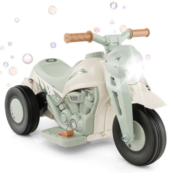 Kids Ride On Motorcycle with Bubble Maker, LED Light, Music, 6V Battery Powered 3-Wheel Electric Motorcycle for Toddler Gift