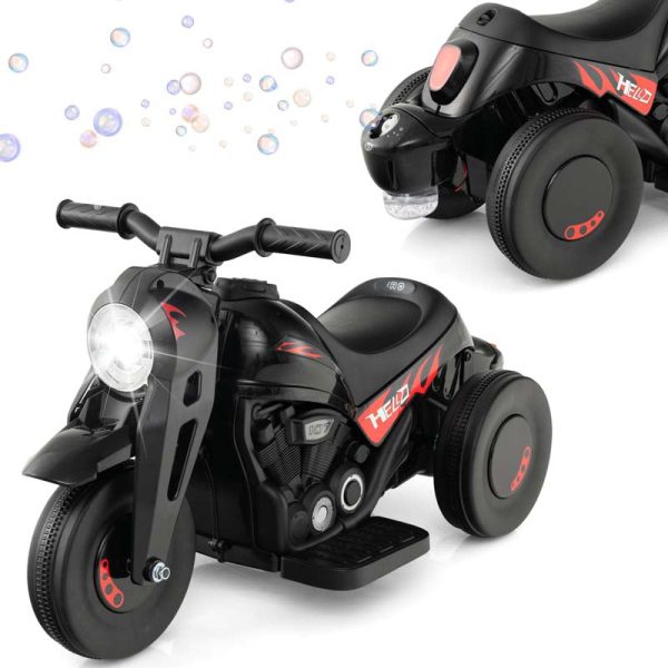 Kids Ride On Motorcycle with Bubble Maker, LED Light, Music, 6V Battery Powered 3-Wheel Electric Motorcycle for Toddler Gift