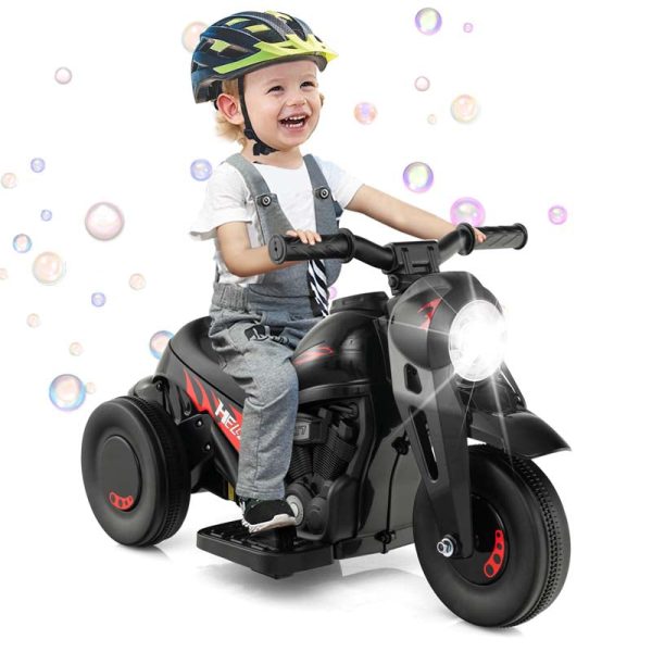 Kids Ride On Motorcycle with Bubble Maker, LED Light, Music, 6V Battery Powered 3-Wheel Electric Motorcycle for Toddler Gift